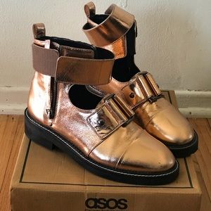 Asos Axle Leather Cutout Ankle Boots